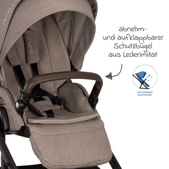 Nuna Buggy & Sportwagen MIXX next bis 22 kg mit magnetischem Gurtverschluss, umsetzbarem Allwettersitz, höhenverstellbarem Schieber, integrierter Sichtschutz inkl. Adapter, Kniedecke & Regenschutz - Cedar