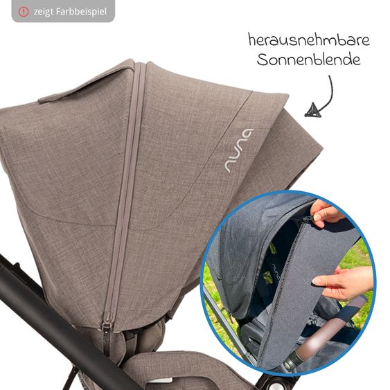 Nuna Buggy & Sportwagen MIXX next bis 22 kg mit magnetischem Gurtverschluss, umsetzbarem Allwettersitz, höhenverstellbarem Schieber, integrierter Sichtschutz inkl. Adapter, Kniedecke & Regenschutz - Cedar