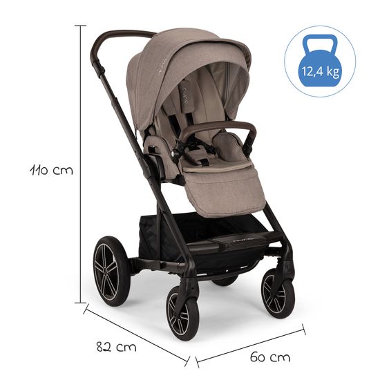 Nuna Buggy & Sportwagen MIXX next bis 22 kg mit magnetischem Gurtverschluss, umsetzbarem Allwettersitz, höhenverstellbarem Schieber, integrierter Sichtschutz inkl. Adapter, Kniedecke & Regenschutz - Cedar