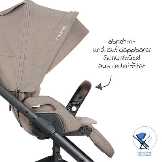 Nuna Buggy & Sportwagen MIXX next bis 22 kg mit magnetischem Gurtverschluss, umsetzbarem Allwettersitz, höhenverstellbarem Schieber, integrierter Sichtschutz inkl. Adapter, Kniedecke & Regenschutz - Chateau