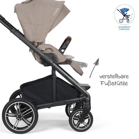 Nuna Buggy & Sportwagen MIXX next bis 22 kg mit magnetischem Gurtverschluss, umsetzbarem Allwettersitz, höhenverstellbarem Schieber, integrierter Sichtschutz inkl. Adapter, Kniedecke & Regenschutz - Chateau