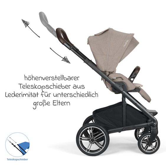 Nuna Buggy & Sportwagen MIXX next bis 22 kg mit magnetischem Gurtverschluss, umsetzbarem Allwettersitz, höhenverstellbarem Schieber, integrierter Sichtschutz inkl. Adapter, Kniedecke & Regenschutz - Chateau