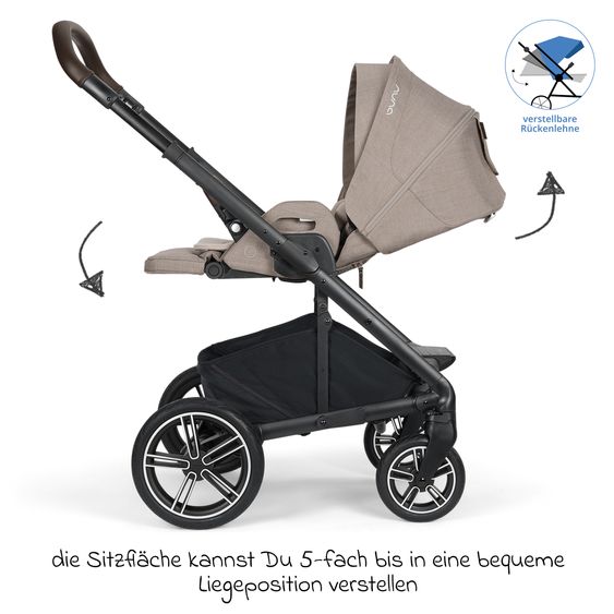 Nuna Buggy & Sportwagen MIXX next bis 22 kg mit magnetischem Gurtverschluss, umsetzbarem Allwettersitz, höhenverstellbarem Schieber, integrierter Sichtschutz inkl. Adapter, Kniedecke & Regenschutz - Chateau