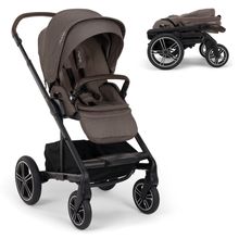 Buggy & Sports Stroller MIXX next up to 22 kg with magnetic belt buckle, reversible all-weather seat, height-adjustable push handle, integrated sunshade incl. adapter, knee blanket & rain cover - Chestnut