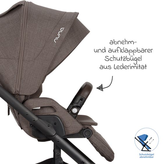 Nuna Buggy & Sportwagen MIXX next bis 22 kg mit magnetischem Gurtverschluss, umsetzbarem Allwettersitz, höhenverstellbarem Schieber, integrierter Sichtschutz inkl. Adapter, Kniedecke & Regenschutz - Chestnut