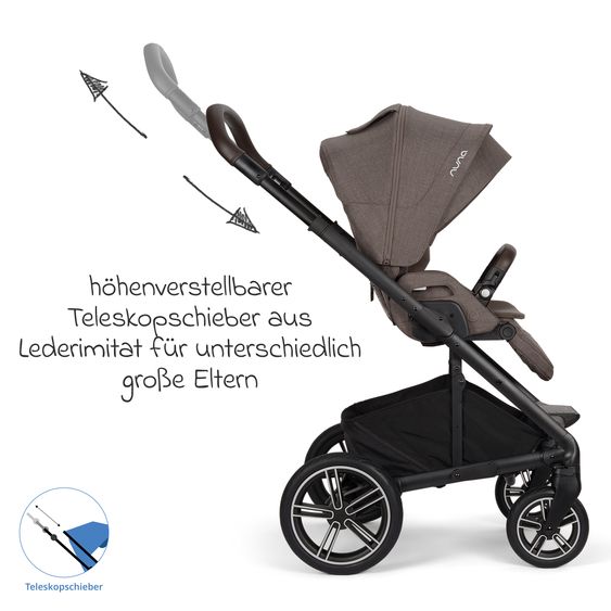 Nuna Buggy & Sportwagen MIXX next bis 22 kg mit magnetischem Gurtverschluss, umsetzbarem Allwettersitz, höhenverstellbarem Schieber, integrierter Sichtschutz inkl. Adapter, Kniedecke & Regenschutz - Chestnut