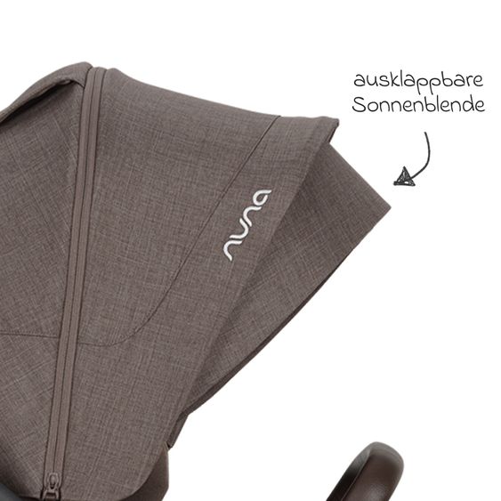 Nuna Buggy & Sportwagen MIXX next bis 22 kg mit magnetischem Gurtverschluss, umsetzbarem Allwettersitz, höhenverstellbarem Schieber, integrierter Sichtschutz inkl. Adapter, Kniedecke & Regenschutz - Chestnut