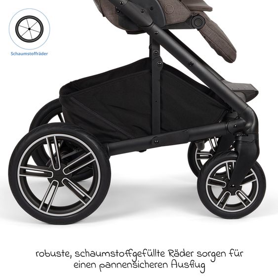 Nuna Buggy & Sportwagen MIXX next bis 22 kg mit magnetischem Gurtverschluss, umsetzbarem Allwettersitz, höhenverstellbarem Schieber, integrierter Sichtschutz inkl. Adapter, Kniedecke & Regenschutz - Chestnut