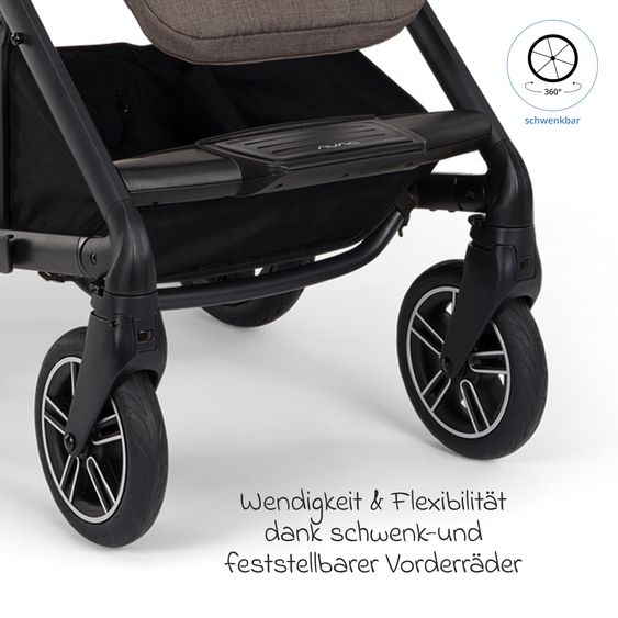 Nuna Buggy & Sportwagen MIXX next bis 22 kg mit magnetischem Gurtverschluss, umsetzbarem Allwettersitz, höhenverstellbarem Schieber, integrierter Sichtschutz inkl. Adapter, Kniedecke & Regenschutz - Chestnut