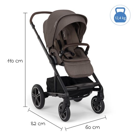 Nuna Buggy & Sportwagen MIXX next bis 22 kg mit magnetischem Gurtverschluss, umsetzbarem Allwettersitz, höhenverstellbarem Schieber, integrierter Sichtschutz inkl. Adapter, Kniedecke & Regenschutz - Chestnut
