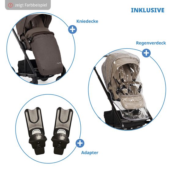 Nuna Buggy & Sportwagen MIXX next bis 22 kg mit magnetischem Gurtverschluss, umsetzbarem Allwettersitz, höhenverstellbarem Schieber, integrierter Sichtschutz inkl. Adapter, Kniedecke & Regenschutz - Chestnut