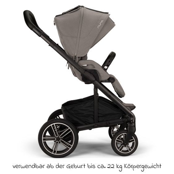 Nuna Buggy & Sportwagen MIXX next bis 22 kg mit magnetischem Gurtverschluss, umsetzbarem Allwettersitz, höhenverstellbarem Schieber, integrierter Sichtschutz inkl. Adapter, Kniedecke & Regenschutz - Granite