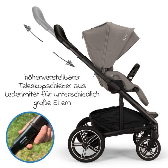 Nuna Buggy & Sportwagen MIXX next bis 22 kg mit magnetischem Gurtverschluss, umsetzbarem Allwettersitz, höhenverstellbarem Schieber, integrierter Sichtschutz inkl. Adapter, Kniedecke & Regenschutz - Granite