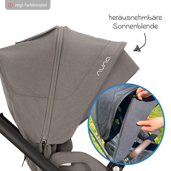 Nuna Buggy & Sportwagen MIXX next bis 22 kg mit magnetischem Gurtverschluss, umsetzbarem Allwettersitz, höhenverstellbarem Schieber, integrierter Sichtschutz inkl. Adapter, Kniedecke & Regenschutz - Granite