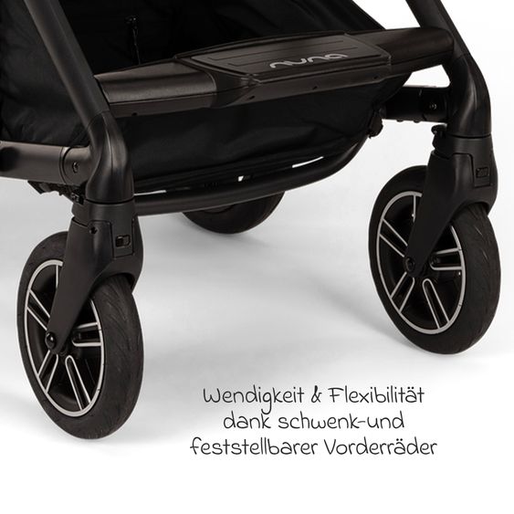 Nuna Buggy & Sportwagen MIXX next bis 22 kg mit magnetischem Gurtverschluss, umsetzbarem Allwettersitz, höhenverstellbarem Schieber, integrierter Sichtschutz inkl. Adapter, Kniedecke & Regenschutz - Granite