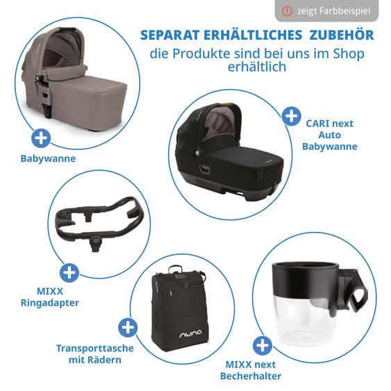 Nuna Buggy & Sportwagen MIXX next bis 22 kg mit magnetischem Gurtverschluss, umsetzbarem Allwettersitz, höhenverstellbarem Schieber, integrierter Sichtschutz inkl. Adapter, Kniedecke & Regenschutz - Granite