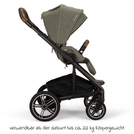 Nuna Buggy & Sportwagen MIXX next bis 22 kg mit magnetischem Gurtverschluss, umsetzbarem Allwettersitz, höhenverstellbarem Schieber, integrierter Sichtschutz inkl. Adapter, Kniedecke & Regenschutz - Pine