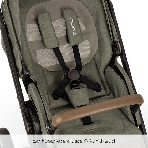 Nuna Buggy & Sportwagen MIXX next bis 22 kg mit magnetischem Gurtverschluss, umsetzbarem Allwettersitz, höhenverstellbarem Schieber, integrierter Sichtschutz inkl. Adapter, Kniedecke & Regenschutz - Pine