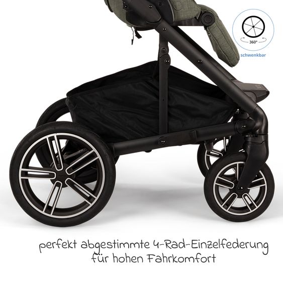 Nuna Buggy & Sportwagen MIXX next bis 22 kg mit magnetischem Gurtverschluss, umsetzbarem Allwettersitz, höhenverstellbarem Schieber, integrierter Sichtschutz inkl. Adapter, Kniedecke & Regenschutz - Pine