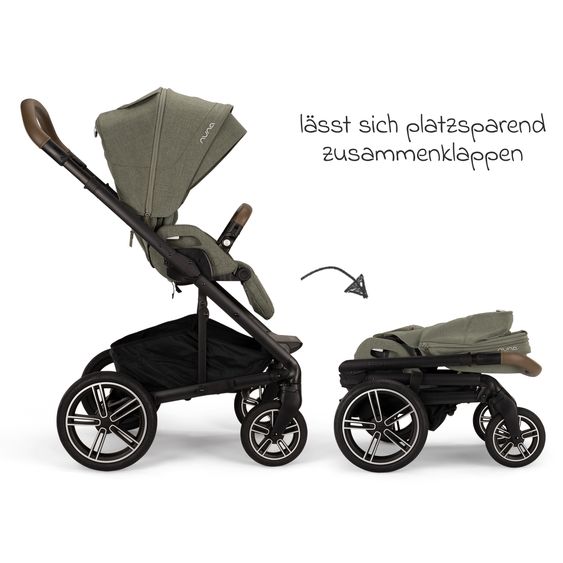 Nuna Buggy & Sportwagen MIXX next bis 22 kg mit magnetischem Gurtverschluss, umsetzbarem Allwettersitz, höhenverstellbarem Schieber, integrierter Sichtschutz inkl. Adapter, Kniedecke & Regenschutz - Pine