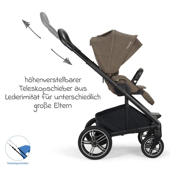 Nuna Buggy & Sports Stroller MIXX next up to 22 kg with magnetic belt buckle, reversible all-weather seat, height-adjustable push handle, integrated sunshade incl. adapter, knee blanket & rain cover - Pistachio