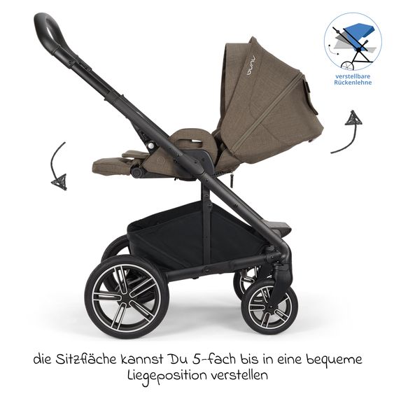 Nuna Buggy & Sports Stroller MIXX next up to 22 kg with magnetic belt buckle, reversible all-weather seat, height-adjustable push handle, integrated sunshade incl. adapter, knee blanket & rain cover - Pistachio