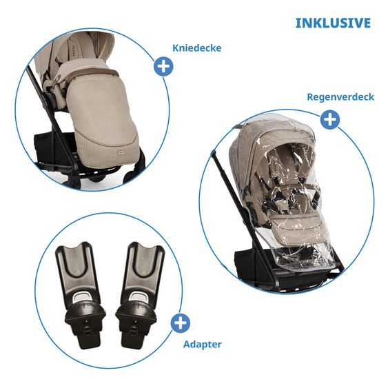 Nuna Buggy & Sportwagen MIXX next bis 22 kg mit magnetischem Gurtverschluss, umsetzbarem Allwettersitz, höhenverstellbarem Schieber, integrierter Sichtschutz inkl. Adapter, Kniedecke & Regenschutz