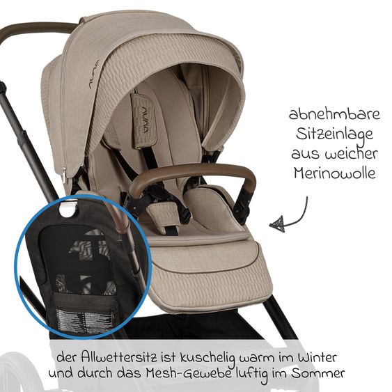 Nuna Buggy & Sportwagen MIXX next bis 22 kg mit magnetischem Gurtverschluss, umsetzbarem Allwettersitz, höhenverstellbarem Schieber, integrierter Sichtschutz inkl. Adapter, Kniedecke & Regenschutz