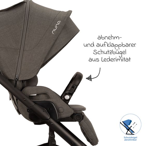 Nuna Buggy & Sportwagen MIXX next bis 22 kg mit magnetischem Gurtverschluss, umsetzbarem Allwettersitz, höhenverstellbarem Schieber, integrierter Sichtschutz inkl. Adapter, Kniedecke & Regenschutz - Thunder