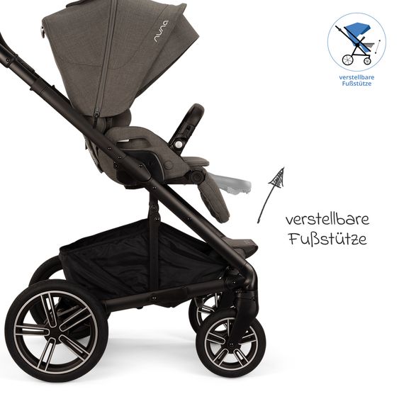 Nuna Buggy & Sportwagen MIXX next bis 22 kg mit magnetischem Gurtverschluss, umsetzbarem Allwettersitz, höhenverstellbarem Schieber, integrierter Sichtschutz inkl. Adapter, Kniedecke & Regenschutz - Thunder