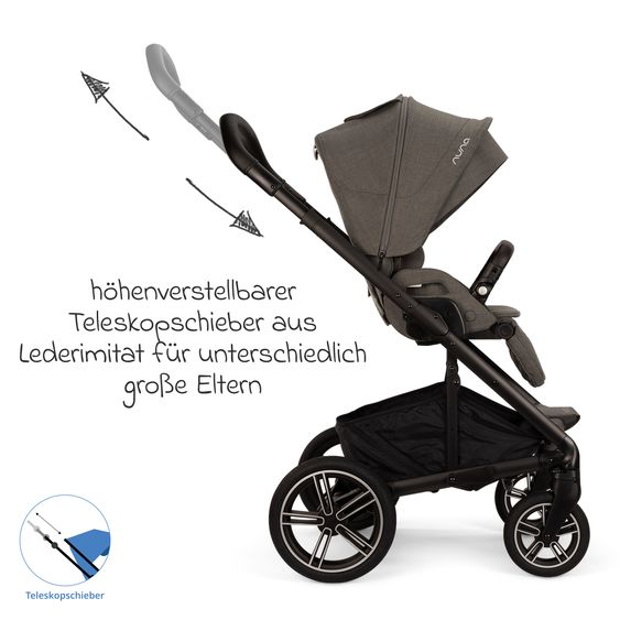 Nuna Buggy & Sportwagen MIXX next bis 22 kg mit magnetischem Gurtverschluss, umsetzbarem Allwettersitz, höhenverstellbarem Schieber, integrierter Sichtschutz inkl. Adapter, Kniedecke & Regenschutz - Thunder