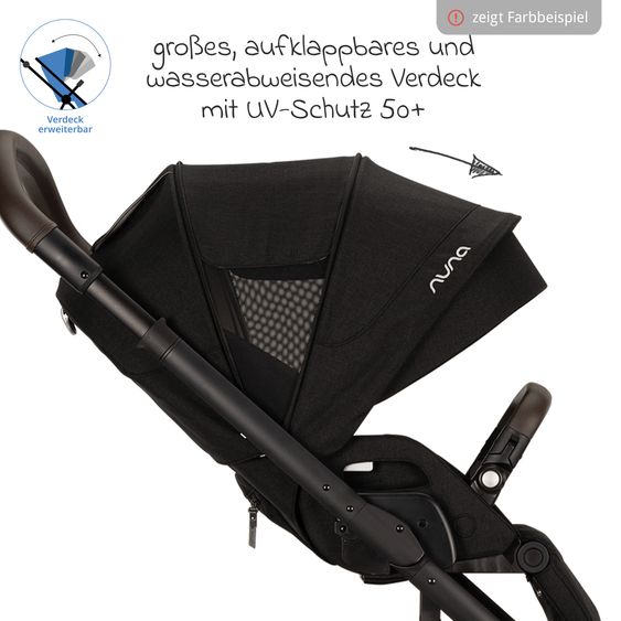 Nuna Buggy & Sportwagen MIXX next bis 22 kg mit magnetischem Gurtverschluss, umsetzbarem Allwettersitz, höhenverstellbarem Schieber, integrierter Sichtschutz inkl. Adapter, Kniedecke & Regenschutz - Thunder