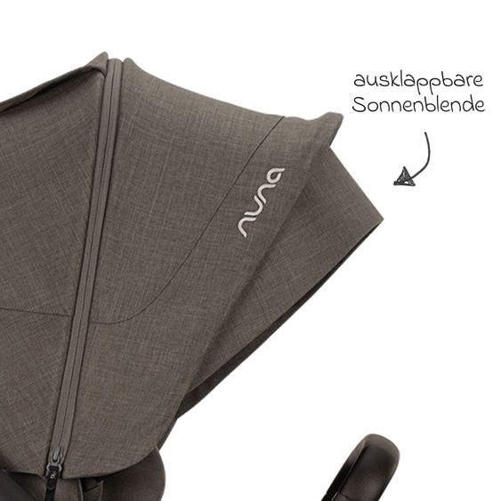 Nuna Buggy & Sportwagen MIXX next bis 22 kg mit magnetischem Gurtverschluss, umsetzbarem Allwettersitz, höhenverstellbarem Schieber, integrierter Sichtschutz inkl. Adapter, Kniedecke & Regenschutz - Thunder