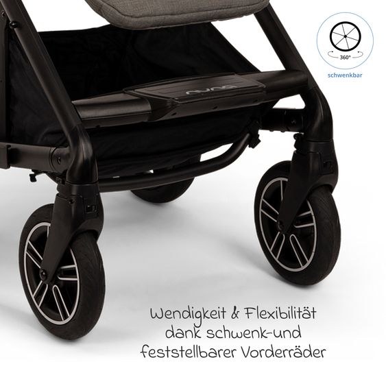 Nuna Buggy & Sportwagen MIXX next bis 22 kg mit magnetischem Gurtverschluss, umsetzbarem Allwettersitz, höhenverstellbarem Schieber, integrierter Sichtschutz inkl. Adapter, Kniedecke & Regenschutz - Thunder