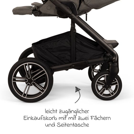 Nuna Buggy & Sportwagen MIXX next bis 22 kg mit magnetischem Gurtverschluss, umsetzbarem Allwettersitz, höhenverstellbarem Schieber, integrierter Sichtschutz inkl. Adapter, Kniedecke & Regenschutz - Thunder