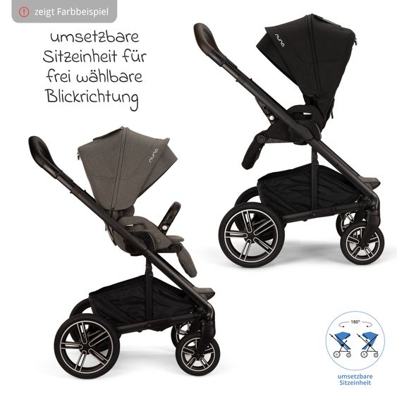 Nuna Buggy & Sportwagen MIXX next bis 22 kg mit magnetischem Gurtverschluss, umsetzbarem Allwettersitz, höhenverstellbarem Schieber, integrierter Sichtschutz inkl. Adapter, Kniedecke & Regenschutz - Thunder
