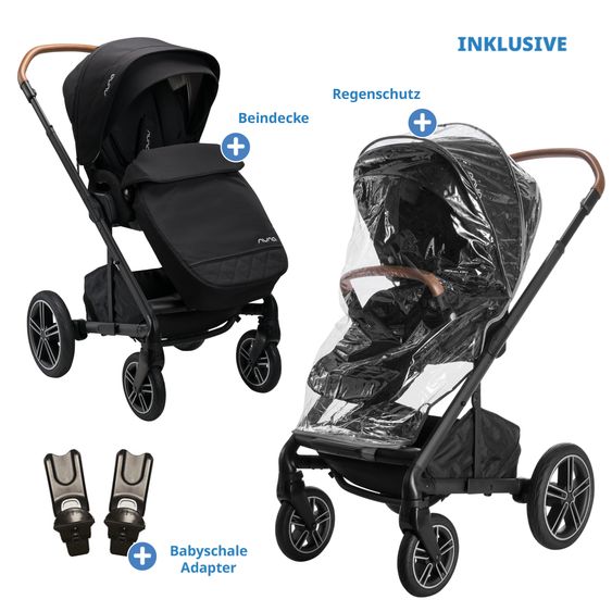 Nuna Buggy & Sportwagen MIXX next mit Liegefunktion, umsetzbarer Allwettersitz, Teleskopschieber inkl. Beindecke, Adapter & Regenschutz - Caviar