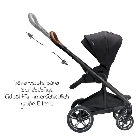 Nuna Buggy & Sportwagen MIXX next mit Liegefunktion, umsetzbarer Allwettersitz, Teleskopschieber inkl. Beindecke, Adapter & Regenschutz - Caviar