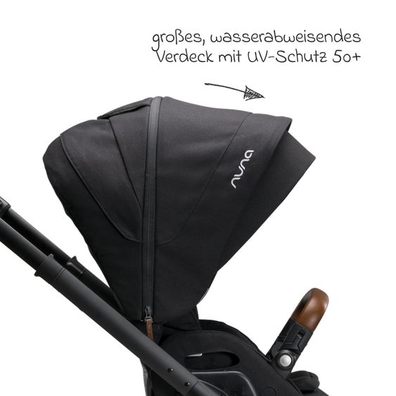 Nuna Buggy & Sportwagen MIXX next mit Liegefunktion, umsetzbarer Allwettersitz, Teleskopschieber inkl. Beindecke, Adapter & Regenschutz - Caviar