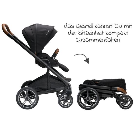 Nuna Buggy & Sportwagen MIXX next mit Liegefunktion, umsetzbarer Allwettersitz, Teleskopschieber inkl. Beindecke, Adapter & Regenschutz - Caviar