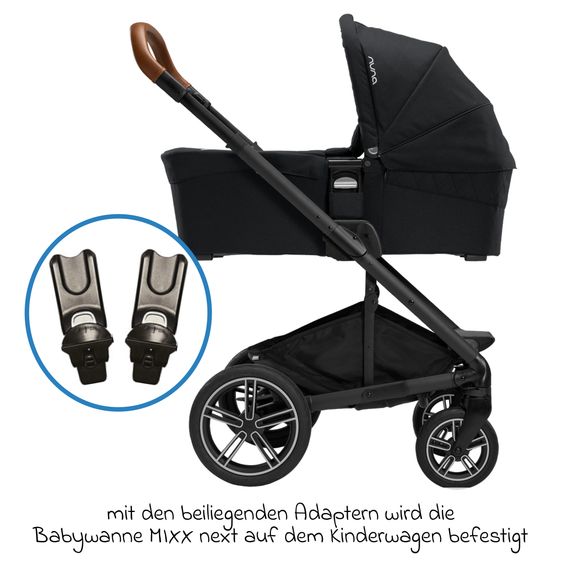 Nuna Buggy & Sportwagen MIXX next mit Liegefunktion, umsetzbarer Allwettersitz, Teleskopschieber inkl. Beindecke, Adapter & Regenschutz - Caviar