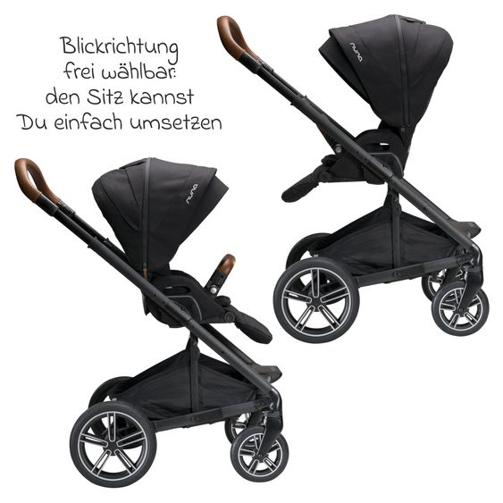 Nuna Buggy & Sportwagen MIXX next mit Liegefunktion, umsetzbarer Allwettersitz, Teleskopschieber inkl. Beindecke, Adapter & Regenschutz - Caviar