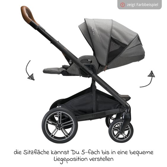 Nuna Buggy & Sportwagen MIXX next mit Liegefunktion, umsetzbarer Allwettersitz, Teleskopschieber inkl. Beindecke, Adapter & Regenschutz - Caviar