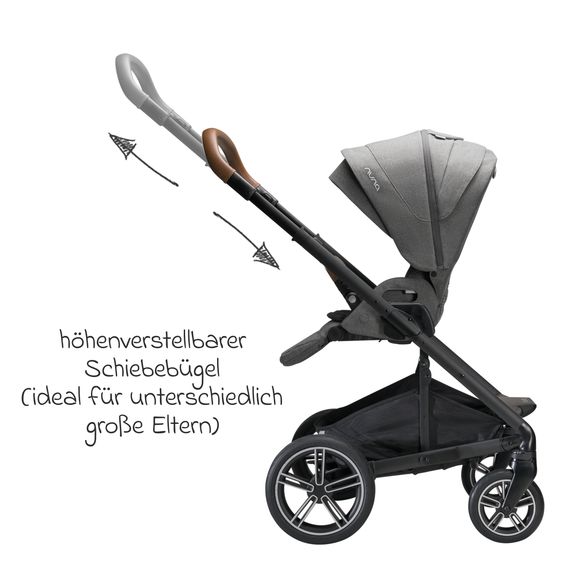Nuna Buggy & Sportwagen MIXX next mit Liegefunktion, umsetzbarer Allwettersitz, Teleskopschieber inkl. Beindecke, Adapter & Regenschutz - Granite