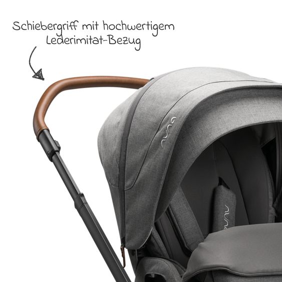 Nuna Buggy & Sportwagen MIXX next mit Liegefunktion, umsetzbarer Allwettersitz, Teleskopschieber inkl. Beindecke, Adapter & Regenschutz - Granite