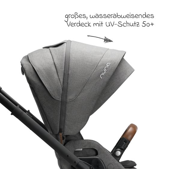 Nuna Buggy & Sportwagen MIXX next mit Liegefunktion, umsetzbarer Allwettersitz, Teleskopschieber inkl. Beindecke, Adapter & Regenschutz - Granite