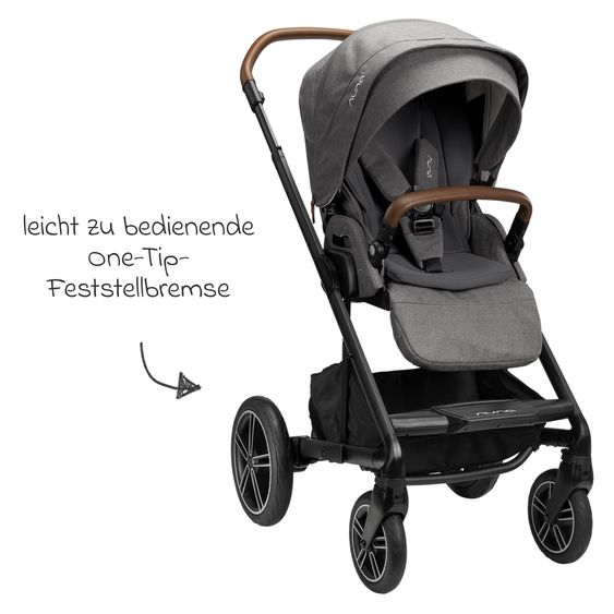 Nuna Buggy & Sportwagen MIXX next mit Liegefunktion, umsetzbarer Allwettersitz, Teleskopschieber inkl. Beindecke, Adapter & Regenschutz - Granite
