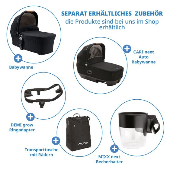 Nuna Buggy & Sportwagen MIXX next mit Liegefunktion, umsetzbarer Allwettersitz, Teleskopschieber inkl. Beindecke, Adapter & Regenschutz - Granite