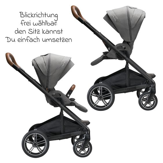 Nuna Buggy & Sportwagen MIXX next mit Liegefunktion, umsetzbarer Allwettersitz, Teleskopschieber inkl. Beindecke, Adapter & Regenschutz - Granite