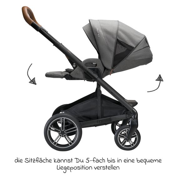 Nuna Buggy & Sportwagen MIXX next mit Liegefunktion, umsetzbarer Allwettersitz, Teleskopschieber inkl. Beindecke, Adapter & Regenschutz - Granite